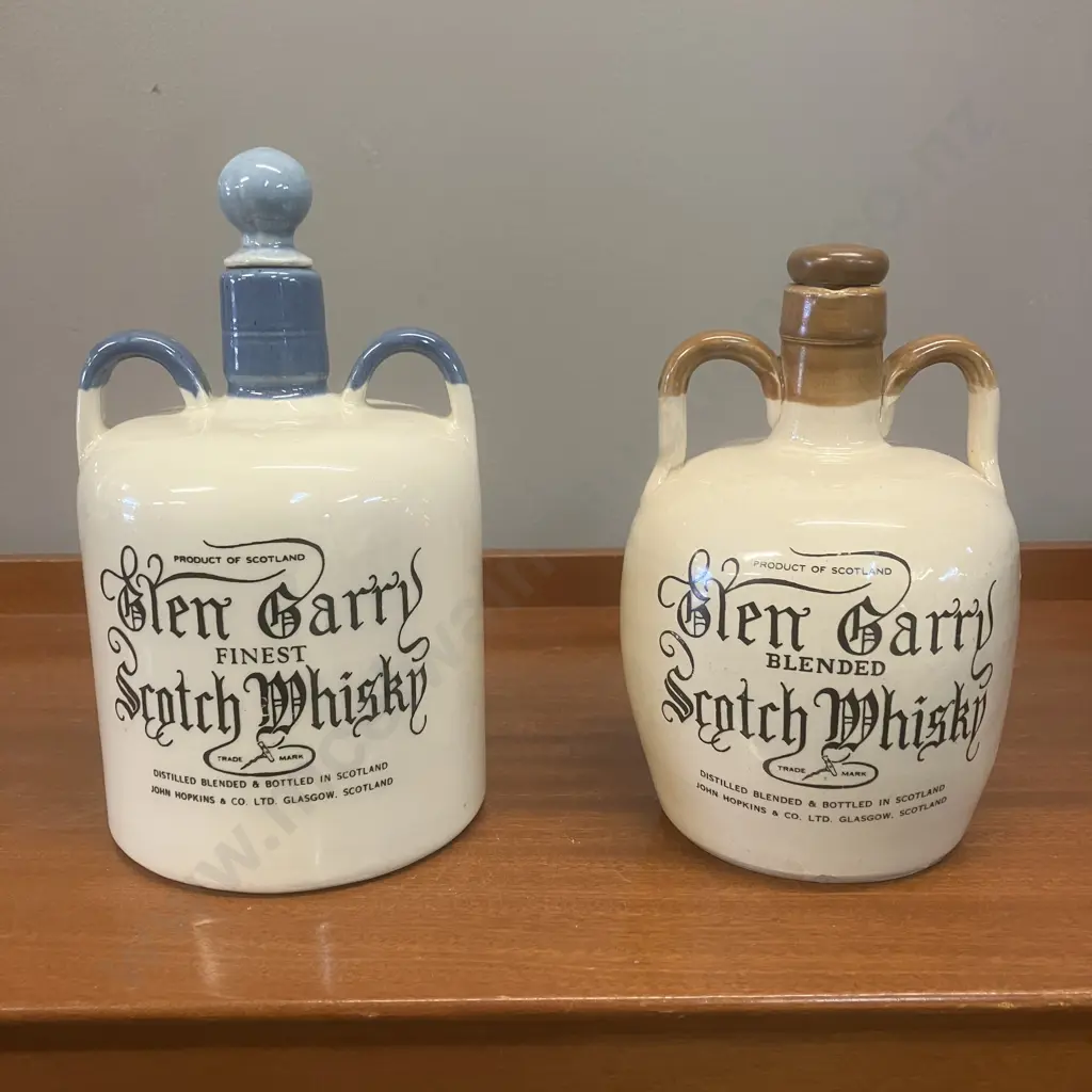 Vintage 'Glen Garry' Scotch Whiskey Double Handled Stoneware Jugs Image 1++