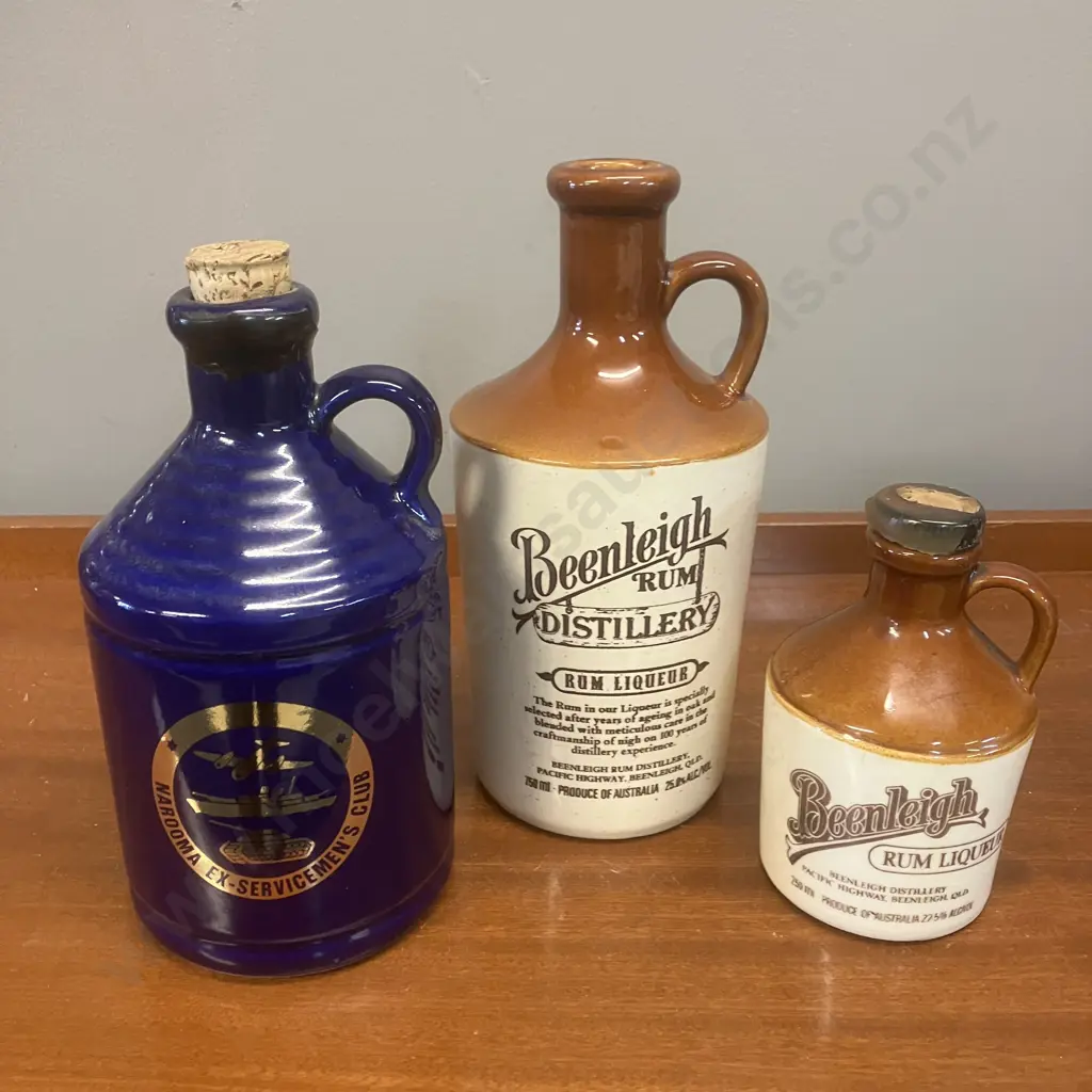 Beenleigh Rum Liqueur x 2 & Narooma Ex-Servicemens Club Tawny Port Stoneware Jugs Image 1++