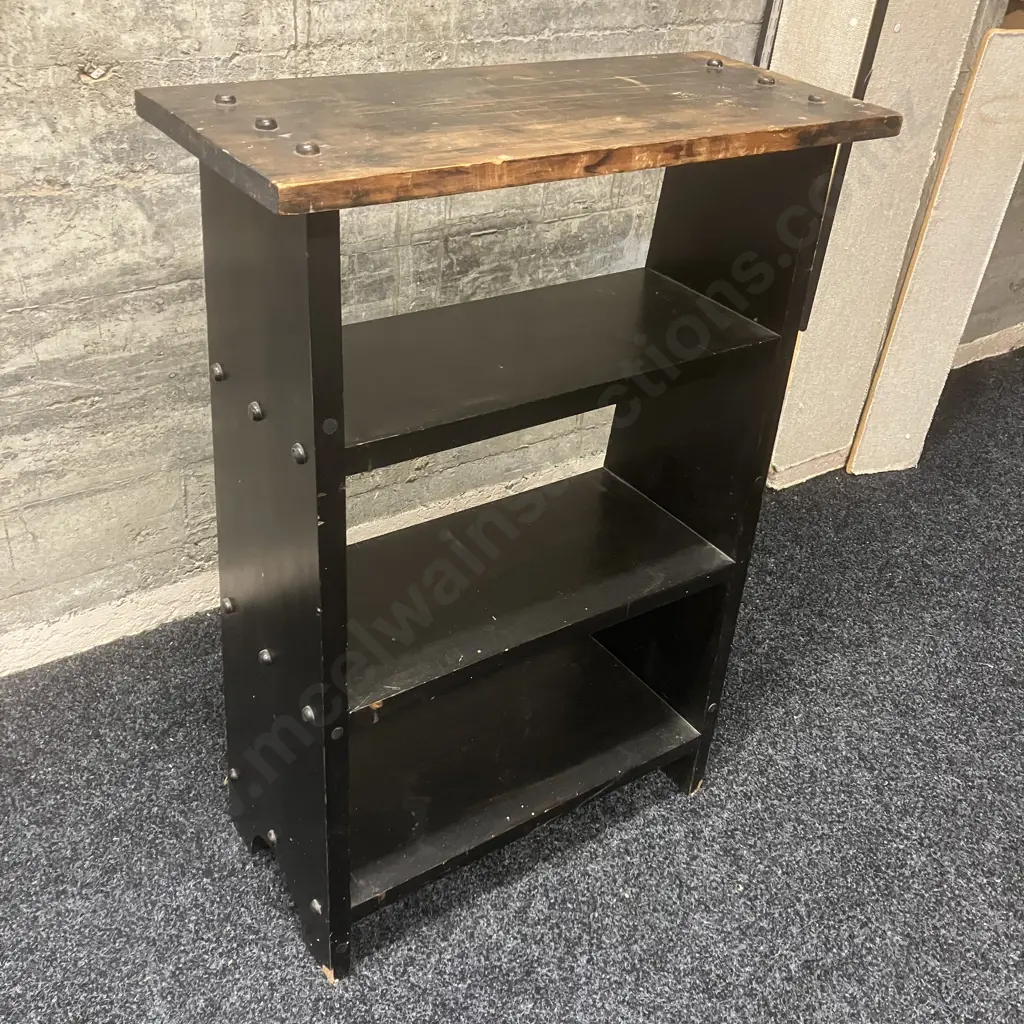 Wooden Freestanding Shelf Unit Painted Black. H88 W63.5 D27cm Image 1++