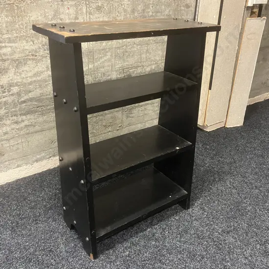 Wooden Freestanding Shelf Unit Painted Black. H88 W63.5 D27cm
