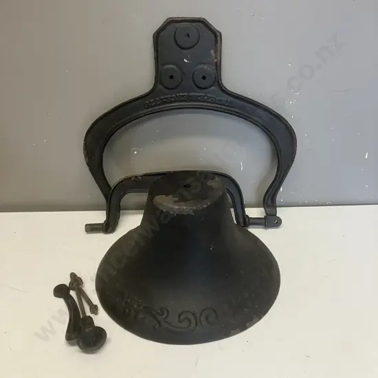 Vintage Independence 1776 Cast Iron Bell With Mounting Cradle and Rocking Arm - Bell Diameter 35cm