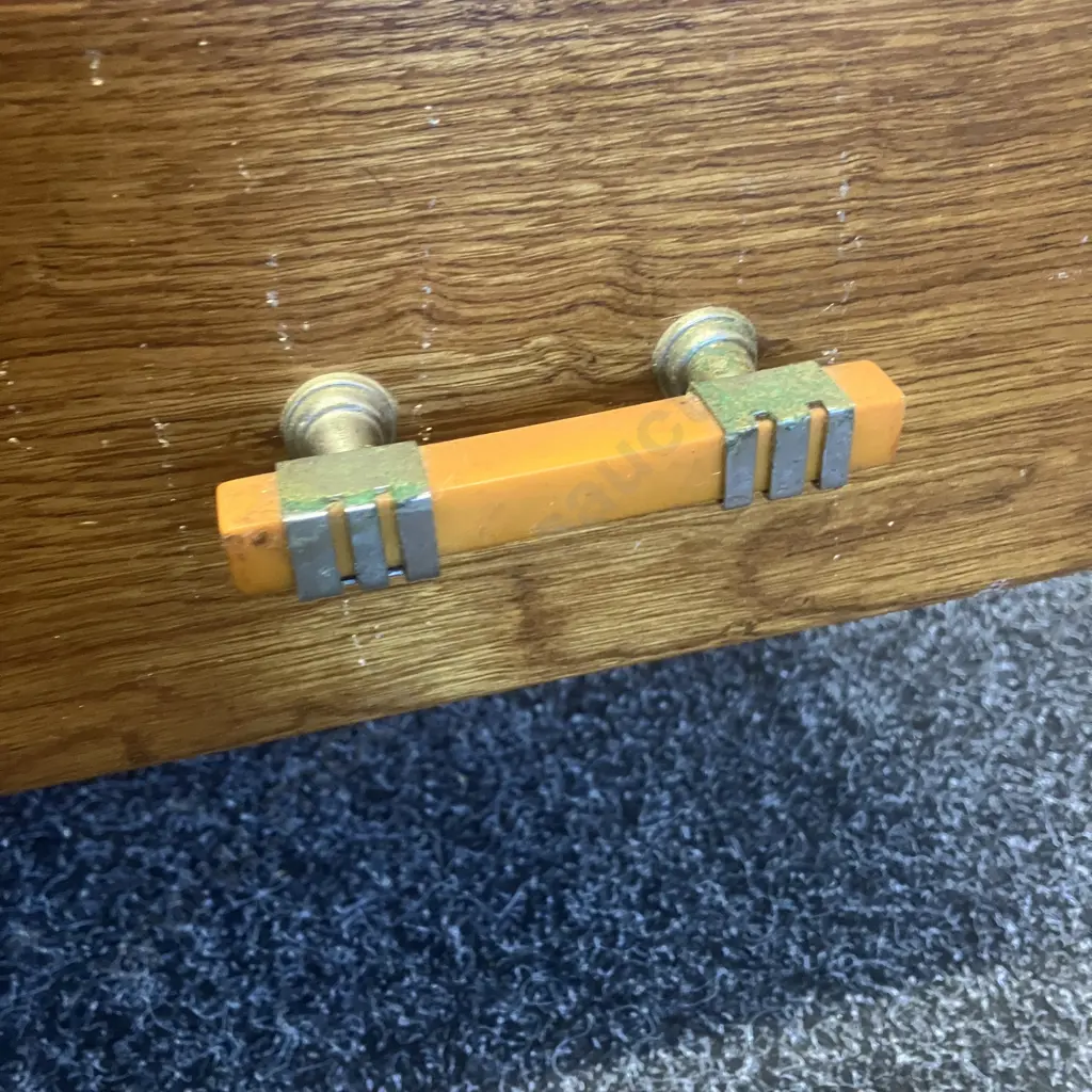 Art Deco Oak Blanket Chest With Storage Drawer, Original Handles, Hinged Lid. H67 W92.5 D44cm Image 1++