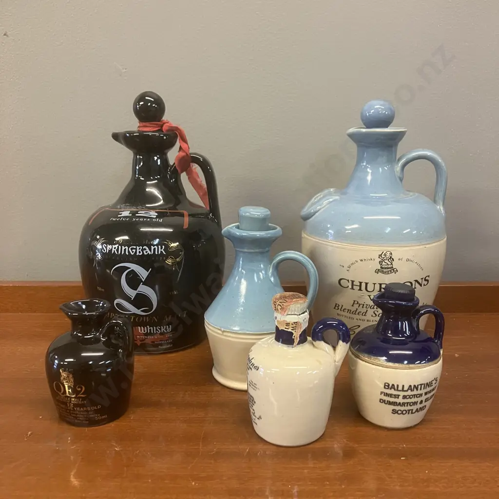 Springbank, Churtons, QE2, Ballantines Etc Whisky Jugs Image 1++