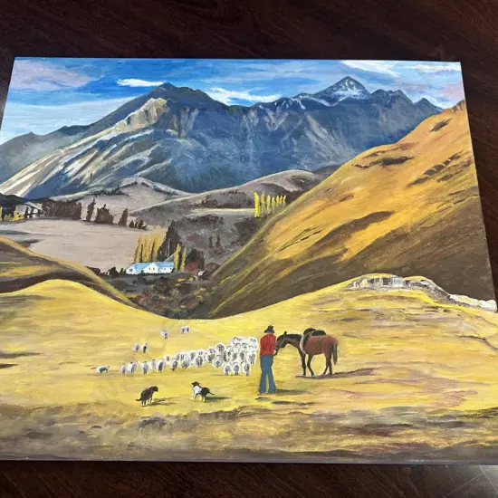 Artwork On Canvas Farm Scene H50,W60cm.