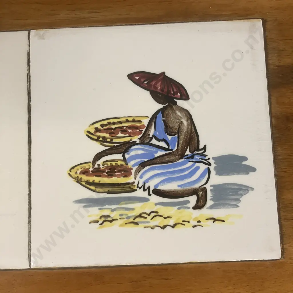 Mid Century Oval Occasional Table With 1960s Hand Painted Tiles Image 1++