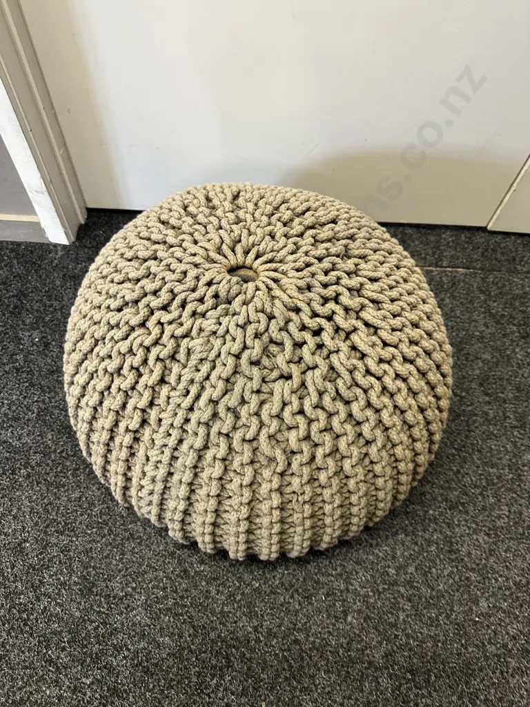 Mocha Braided Ottoman Pouffe  Image 1++