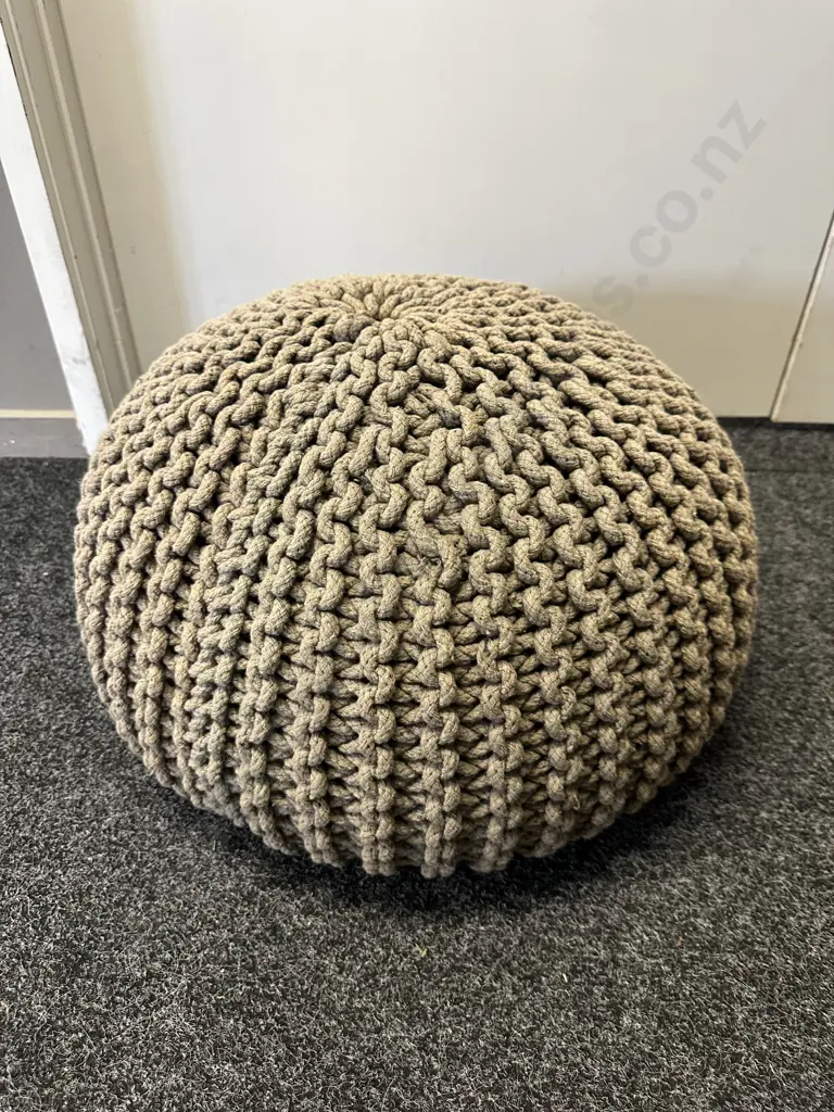 Mocha Braided Ottoman Pouffe  Image 1++