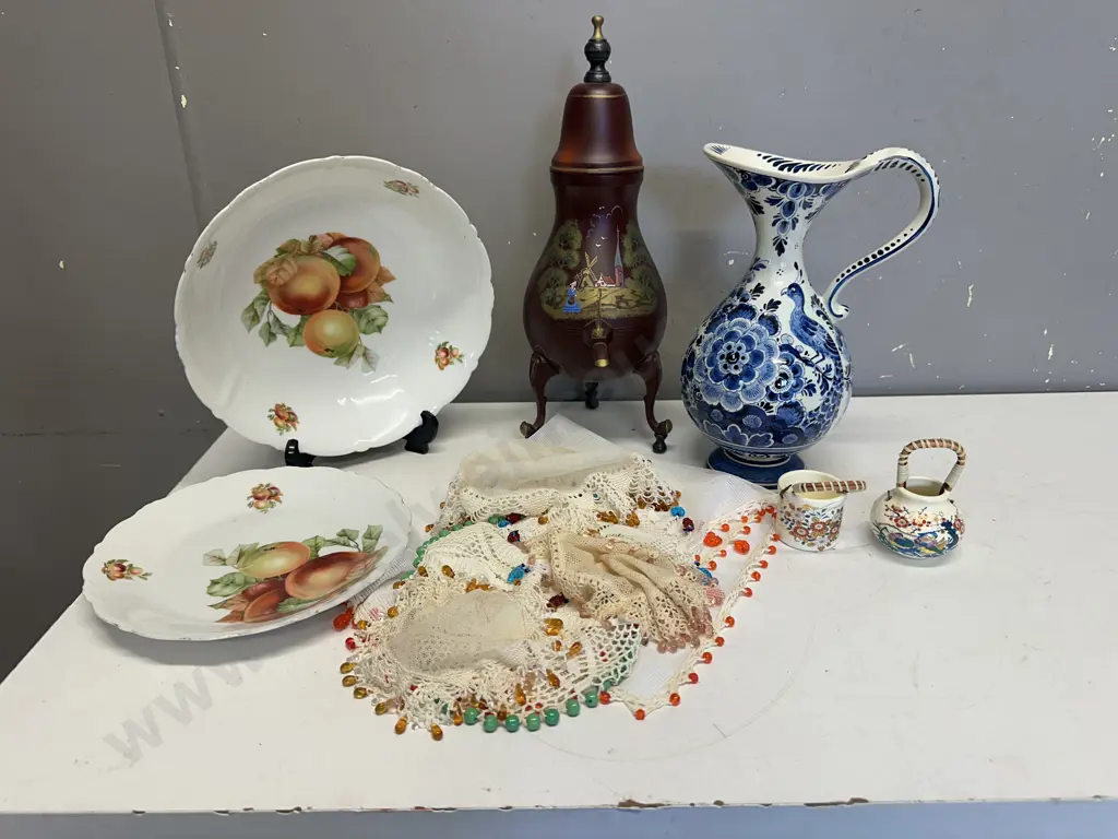 Assorted China Items Including Bavaria, Vintage Beaded Doilies, Etc Image 1++