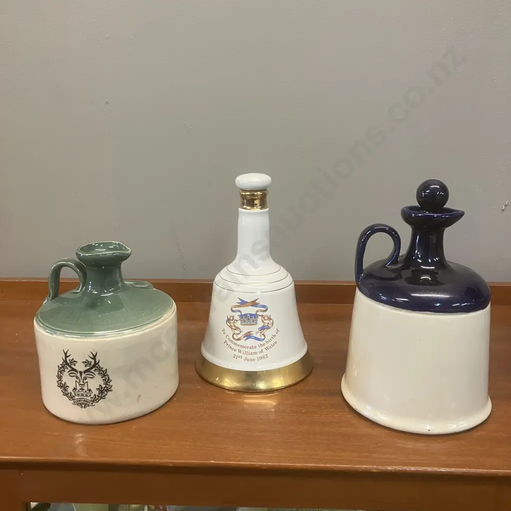 Vintage Bells Prince Williams Birth 1982, Grants & Glenfiddich Whisky Jugs Image 1++