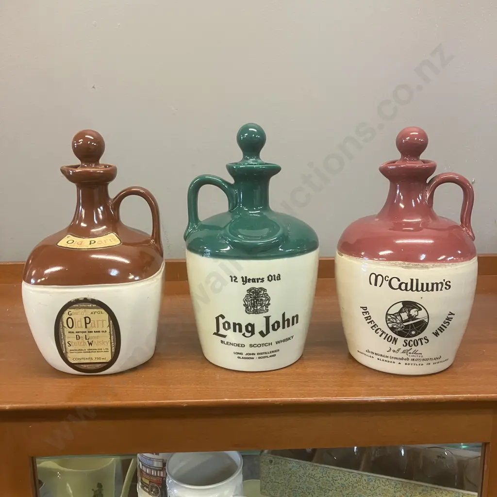 Vintage Long John, McCallums & Old Parr Whisky Decanters Image 1++