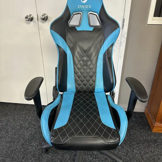 ONEX GX220 Air Gaming Chair Black & Blue (Seat Starting to Split & Back Loose)