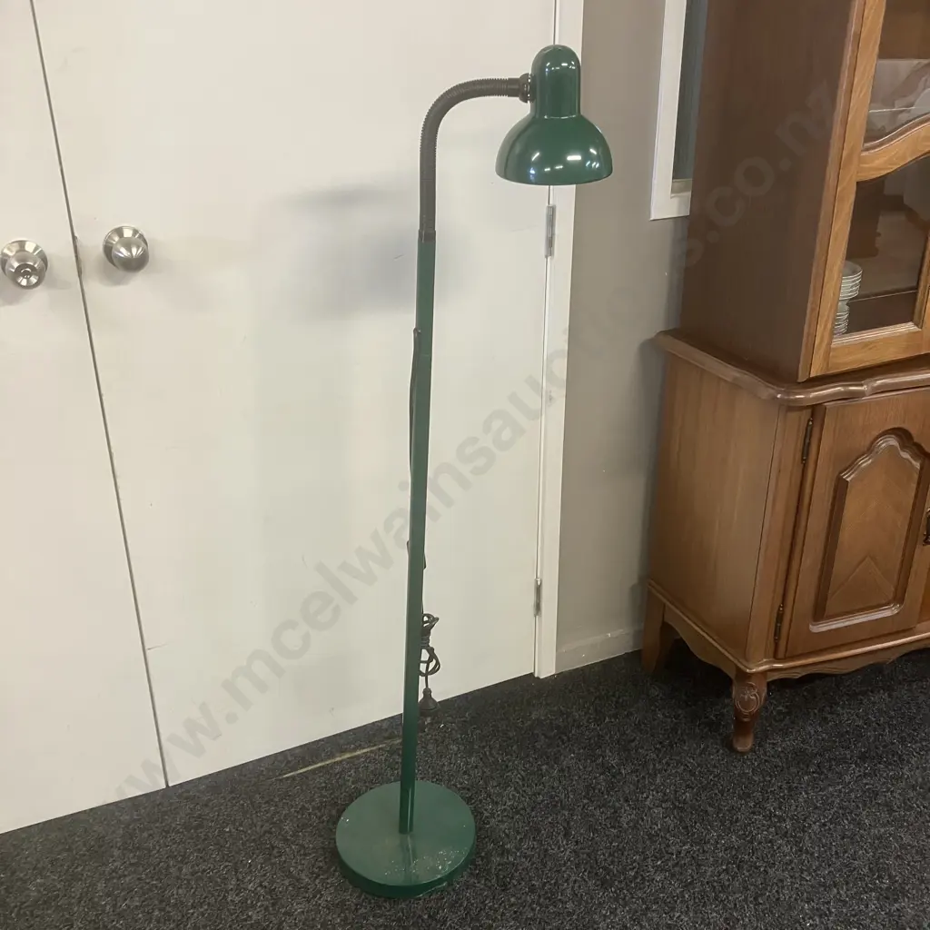 Green Pedestal Floor Lamp With Adjustable Head. H135cm Image 1++