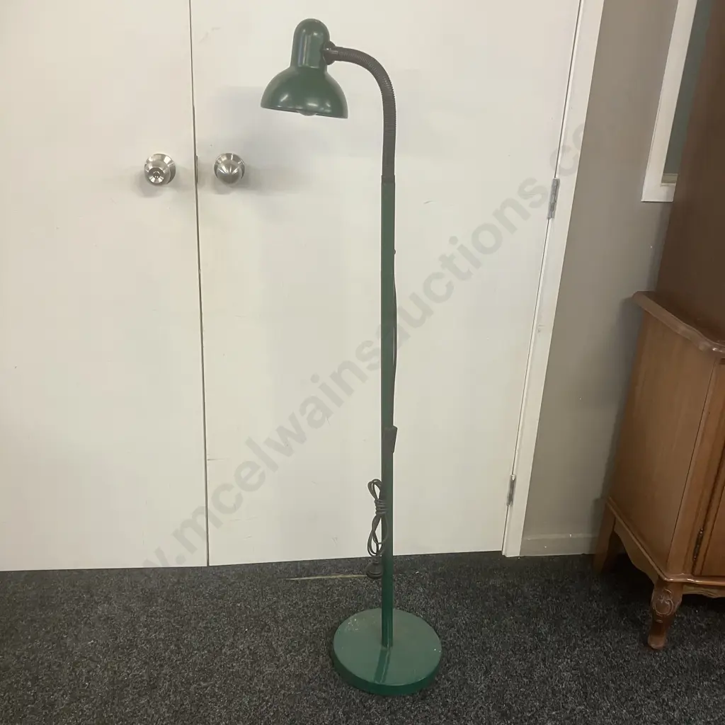 Green Pedestal Floor Lamp With Adjustable Head. H135cm Image 1++