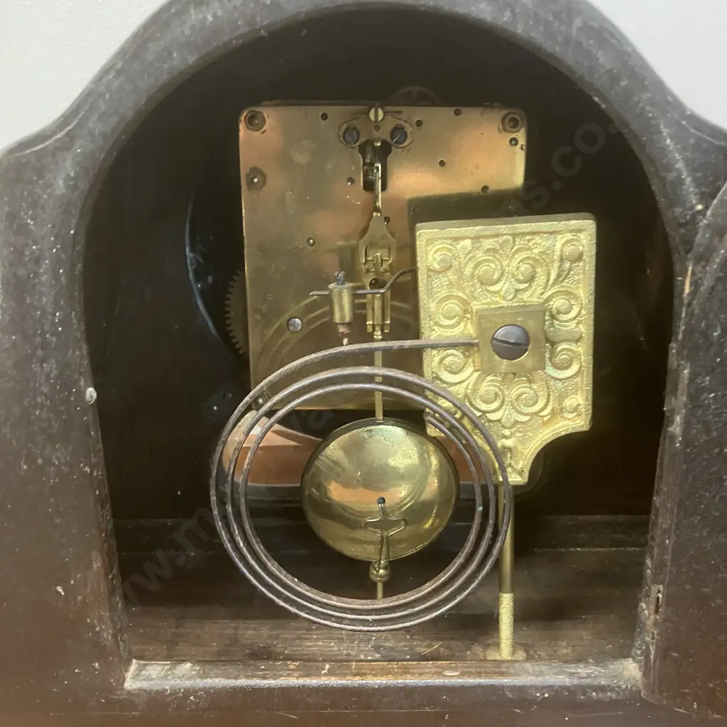 Antique Wooden Cased Mantle Clock (no Key). 28 x 47cm Image 1++