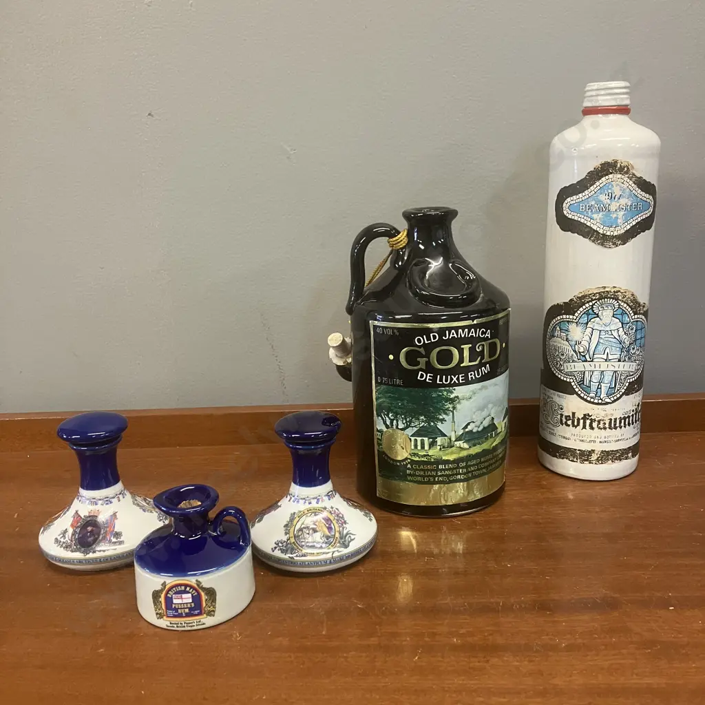 Vintage Sangsters Old Jamaica Liqueur, Three x British Navy Pussers Rum, Beameister Image 1++