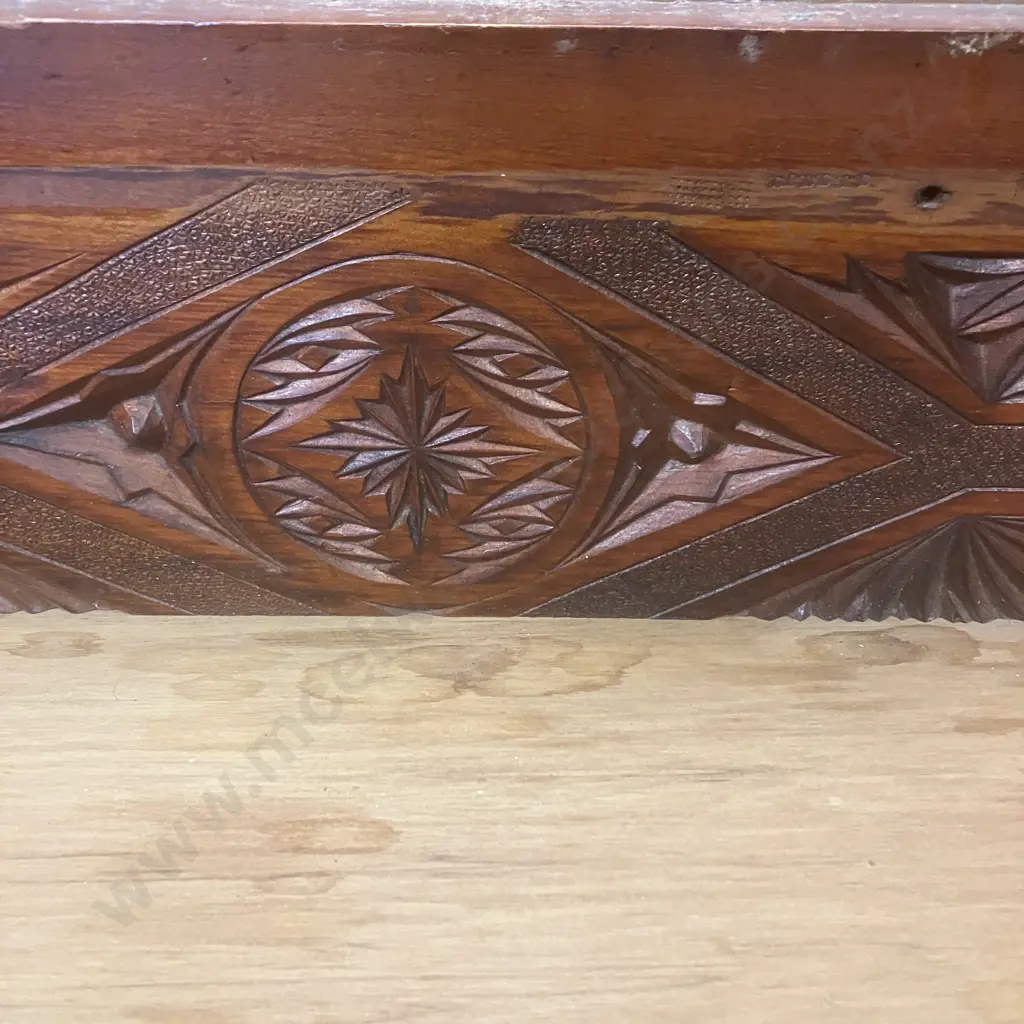 Antique Four Drawer Dresser With Mirror - Hand Carved Supports & Inside Drawer Front Image 1++