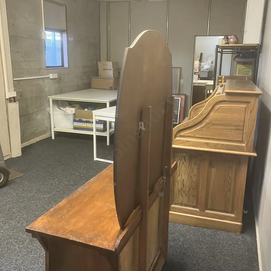 Antique Four Drawer Dresser With Mirror - Hand Carved Supports & Inside Drawer Front Image 1++