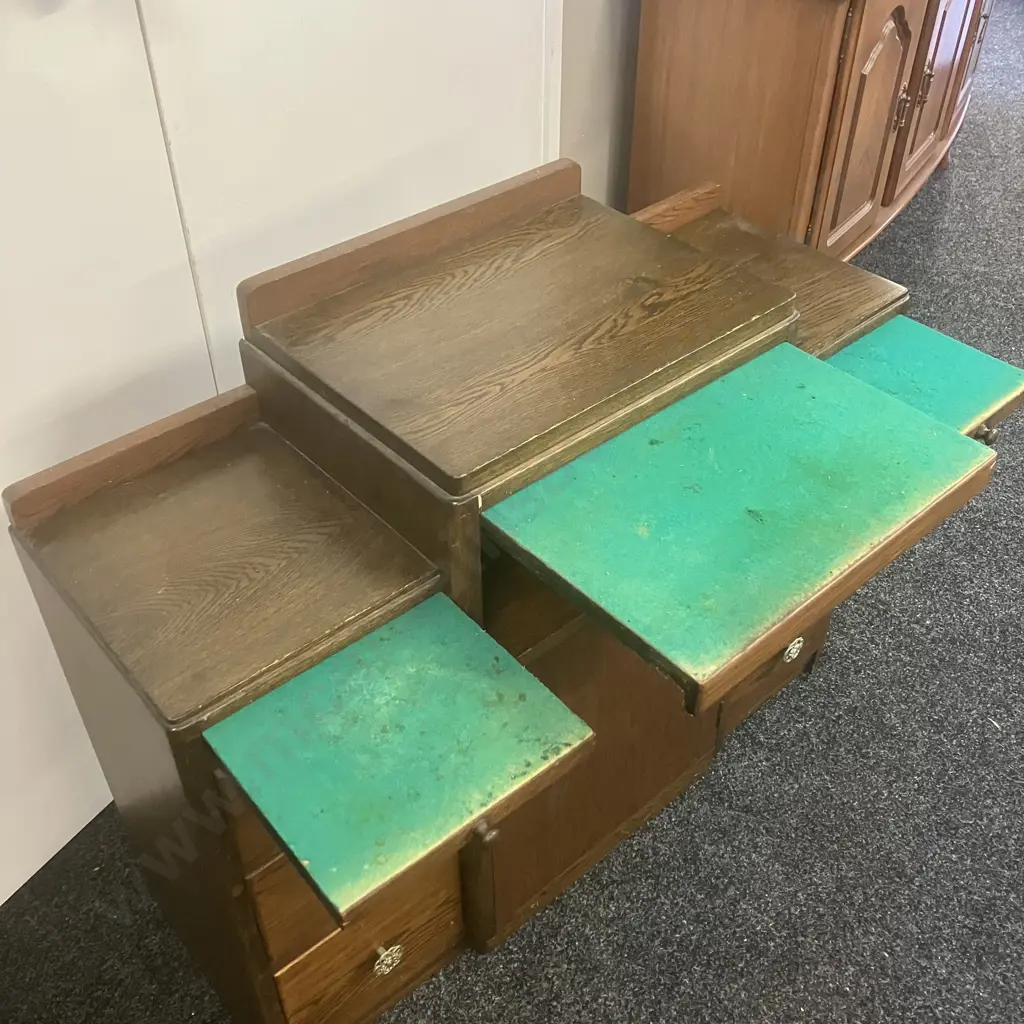 Oak Sideboard With 3 Pull Out Slides. H80 W95 D34cm Image 1++