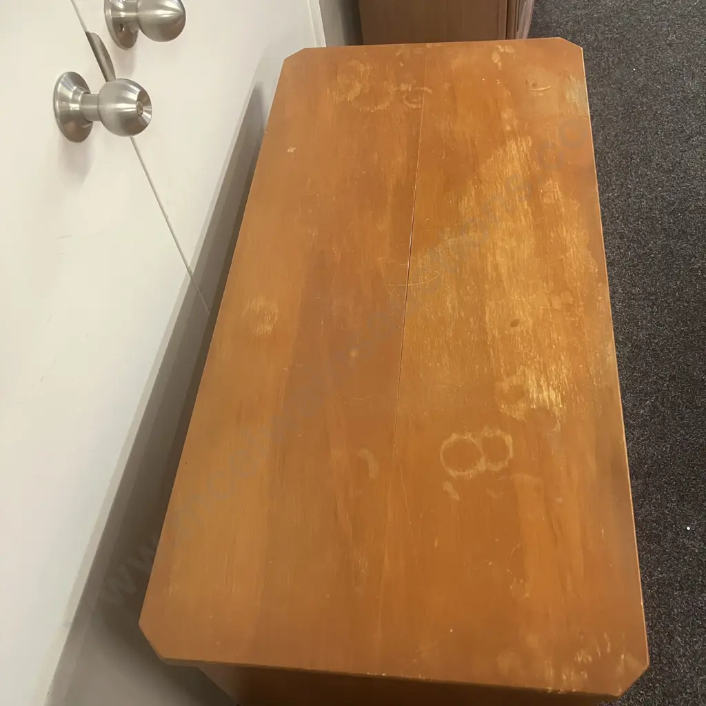 Solid Wood 4 Drawer Students Desk. H77 W95 D46.5cm (Top Split) Image 1++