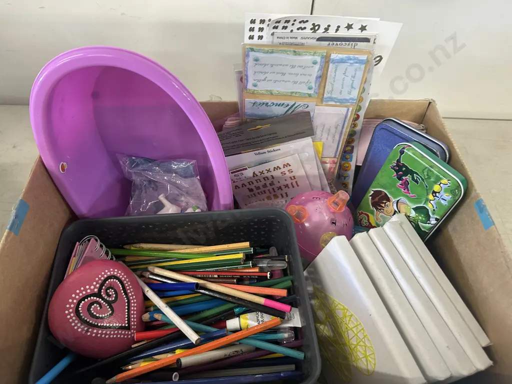 Box Lot Of Assorted Stationary Etc Image 1++