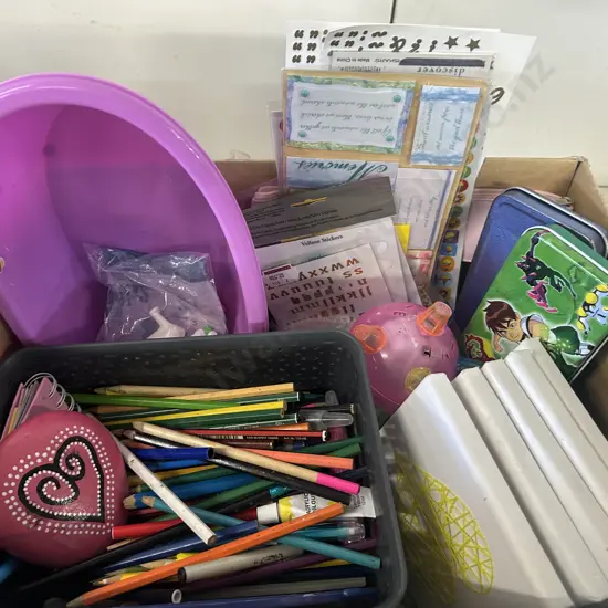 Box Lot Of Assorted Stationary Etc