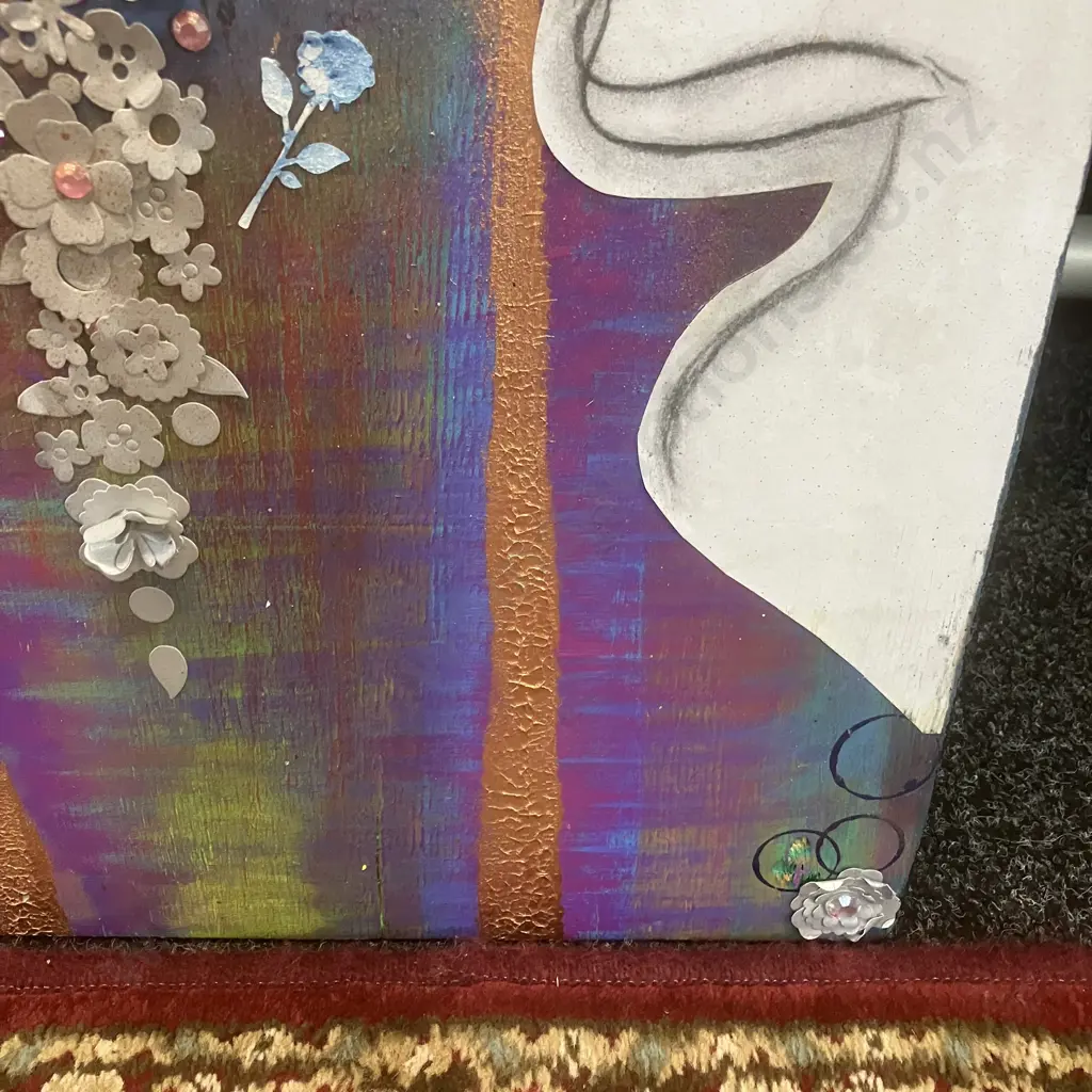 Gemma Lopes Mixed Media Original Artwork On Recycled Pallet Top. H120 W100 D1cm Image 1++