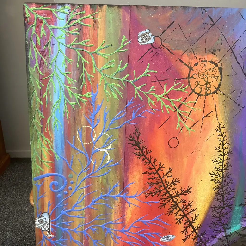 Gemma Lopes Mixed Media Original Artwork On Recycled Pallet Top. H120 W100 D1cm Image 1++