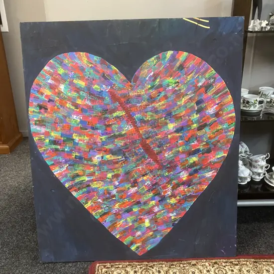 'The Heart' Gemma Lopes Original Artwork - Acrylic On Recycled Pallet Top. H113 W97 D1cm