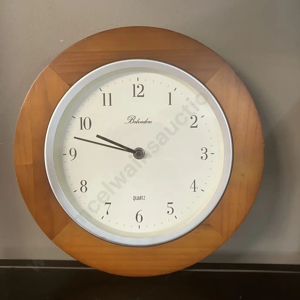 28cm Belvedere Quartz Wooden Framed Wall Clock Image 1++