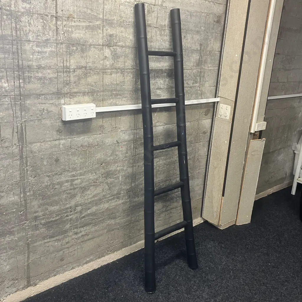 Black Bamboo Look Ladder - Plastic. H183cm Image 1++
