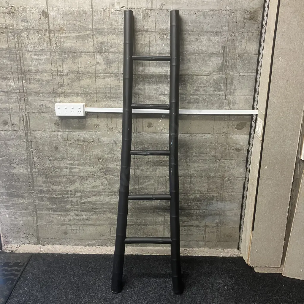 Black Bamboo Look Ladder - Plastic. H183cm Image 1++
