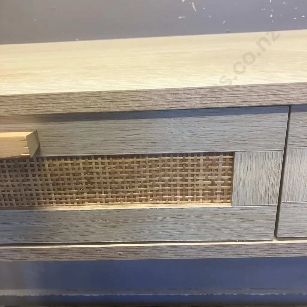 Hamilton Console Table, 2 Drawer With Cane Detail & Lower Shelf. H75 W100 D30cm Image 1++