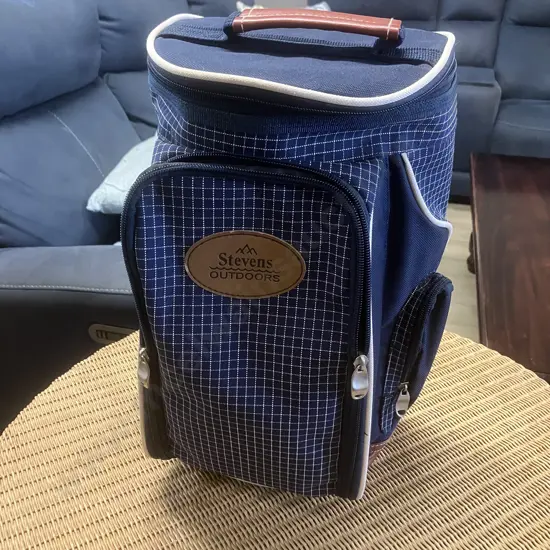 Stevens Outdoors Chiller Bag, Plastic Wine Glasses, Opener Etc