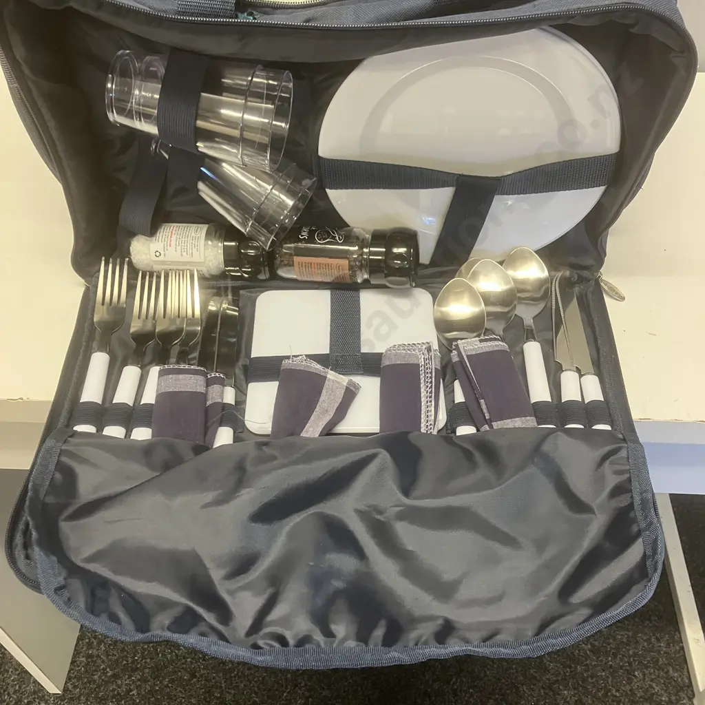 Insulated Rolling Travel Cooler Picnic Set Image 1++