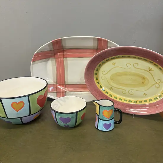 Heart Bowls, Jug, Large Italian Platter Etc