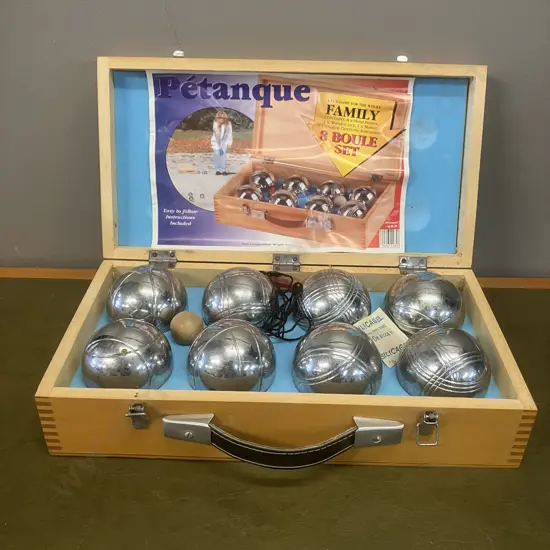 Petanque 8 Boule Set In Wooden Carrycase