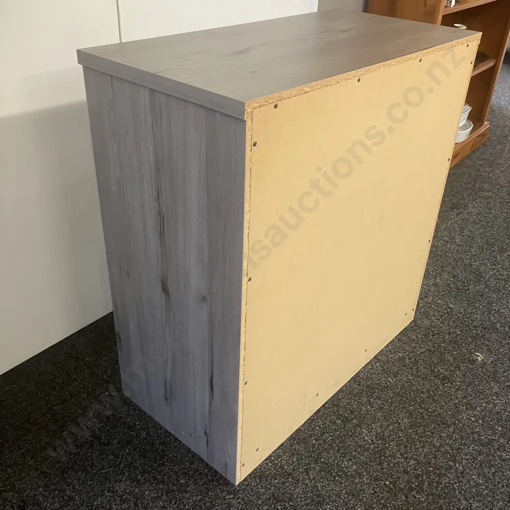 Double Door Storage Cabinet With Single Adjustable Shelf, Dark Grey & Black Wood Look Finish. H84 W80 D40cm Image 1++