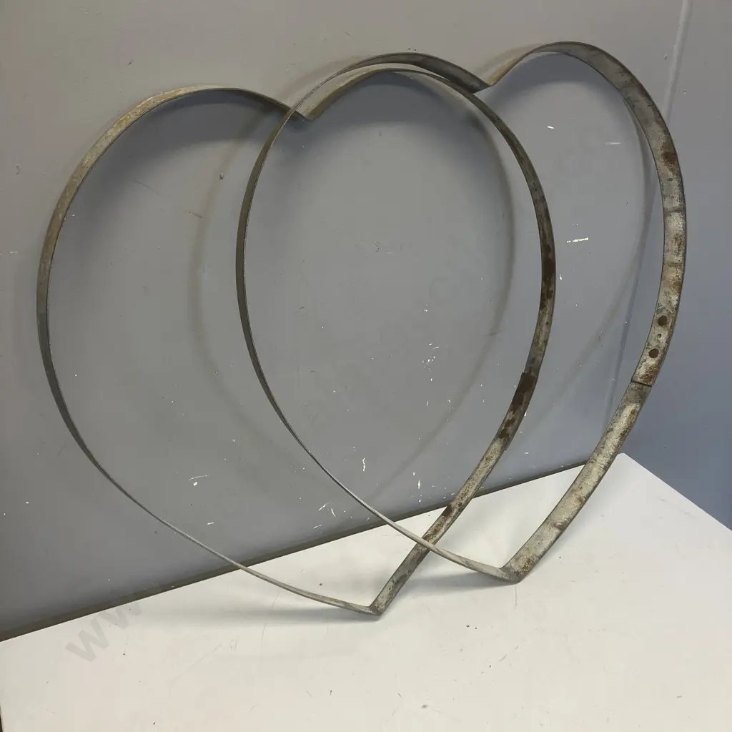 Pair of Large Steel 'Heart' Wall Art. 68 x 35cm Image 1++