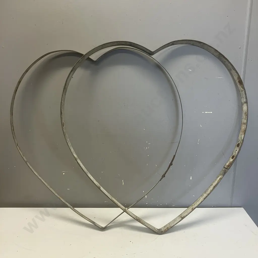 Pair of Large Steel 'Heart' Wall Art. 68 x 35cm Image 1++