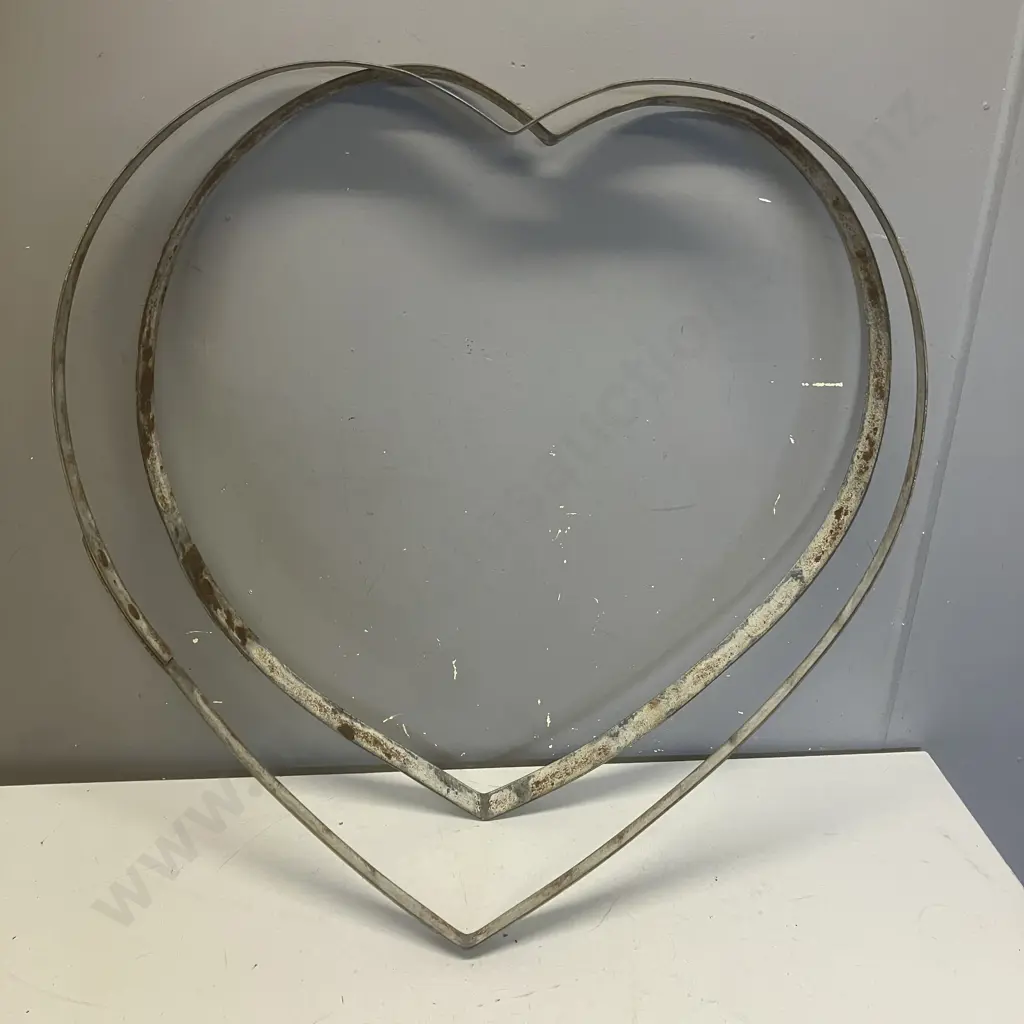 Pair of Large Steel 'Heart' Wall Art. 68 x 35cm Image 1++