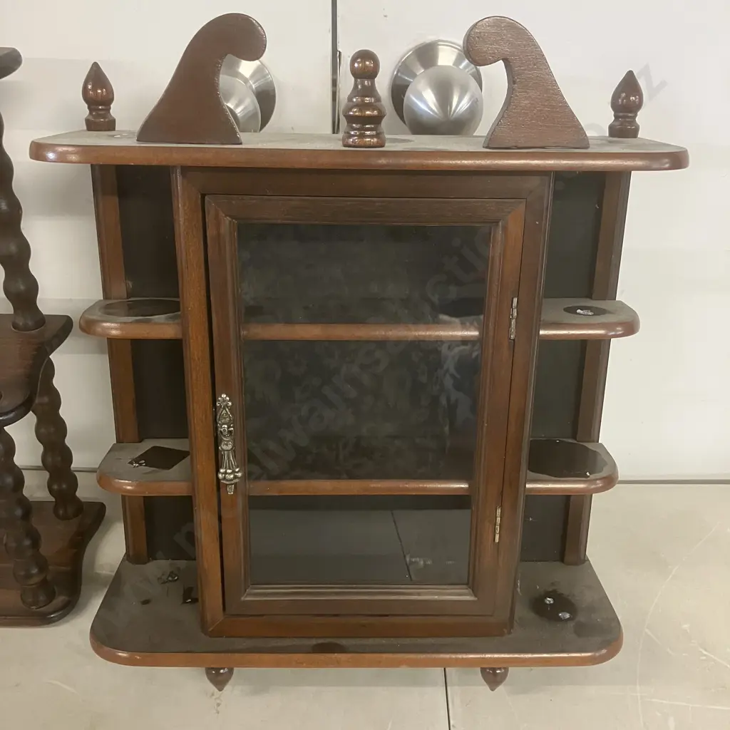 Wooden Trinket Shelf & Trinket Cabinet With Glass Door - Wall Mounted Image 1++