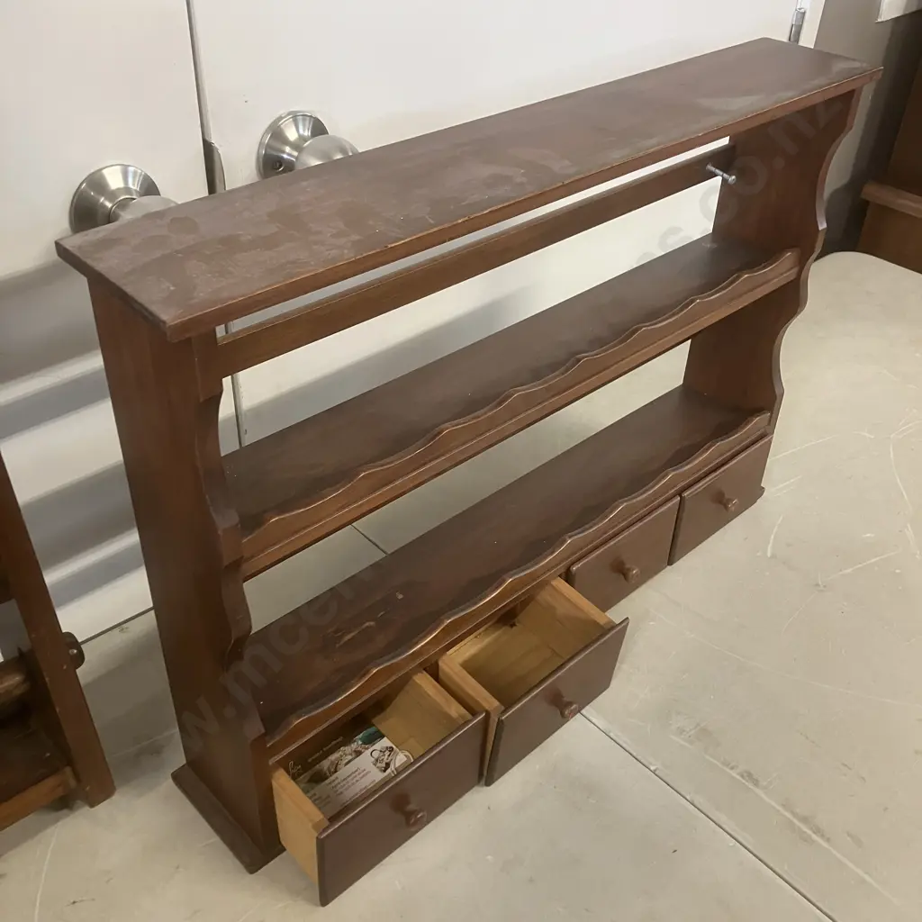 Wooden Kitchen Wraps Dispenser & 4 Drawer Kitchen Shelf - Wall Mounted Image 1++