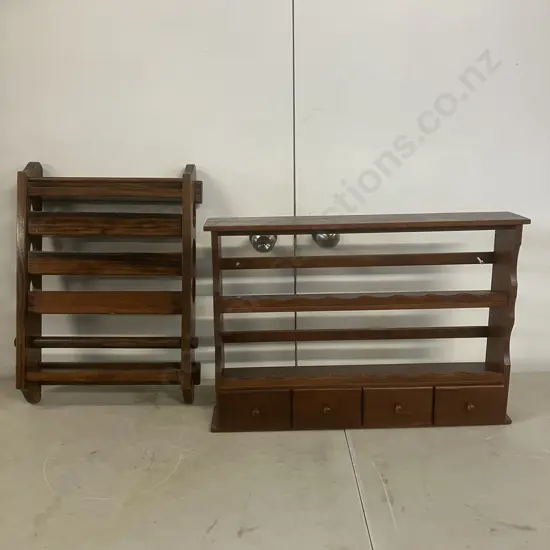 Wooden Kitchen Wraps Dispenser & 4 Drawer Kitchen Shelf - Wall Mounted