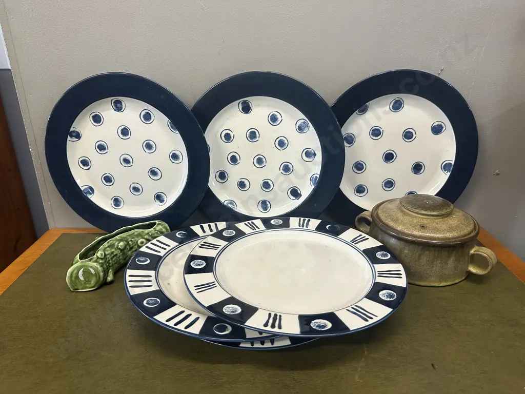 Selection Of Temuka Items Including Plates, Lidded Casserole Dish & Trough Vase Image 1++