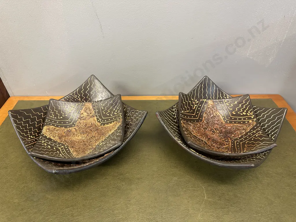 Decorative Square Bowls Brown Tones Image 1++