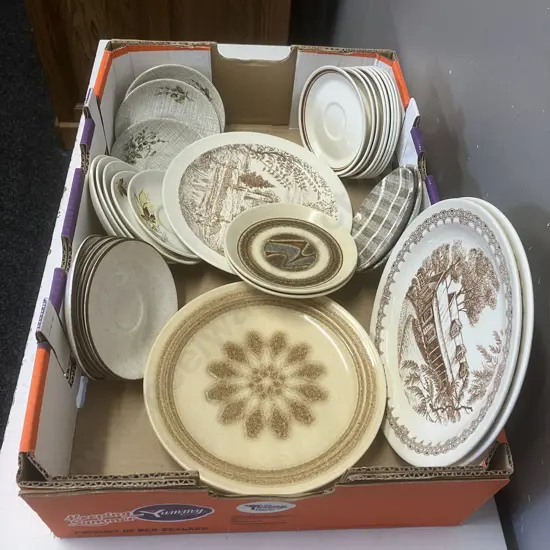 Crown Lynn Assorted Plates & Saucers Including Earthstone Landscape, Egmont Etc