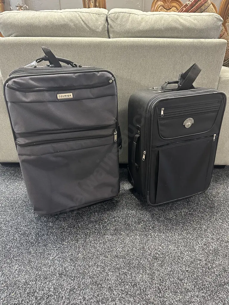 Pair Of Courier Soft Sided Suitcases Black & Grey Image 1++