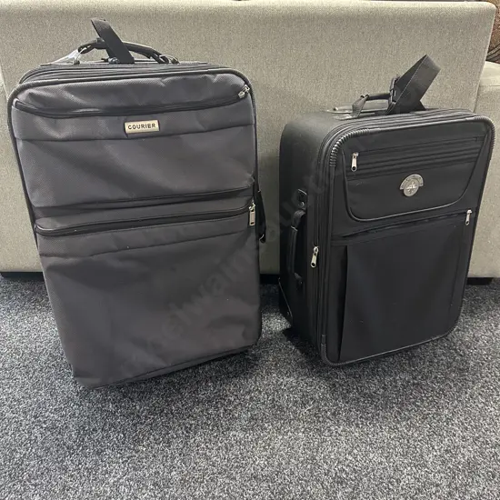 Pair Of Courier Soft Sided Suitcases Black & Grey
