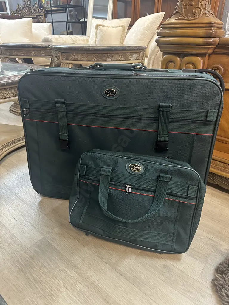 Green Vogue By Flight Soft Case Suitcase &  Vogue By Flight Carry On Bag Image 1++