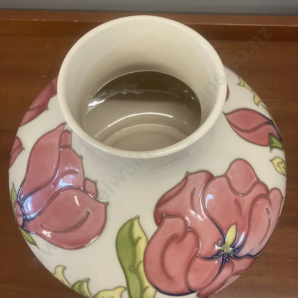 Moorcroft Magnolia Pattern 20 x 25cm Squat Vase, (As Found) Image 1++